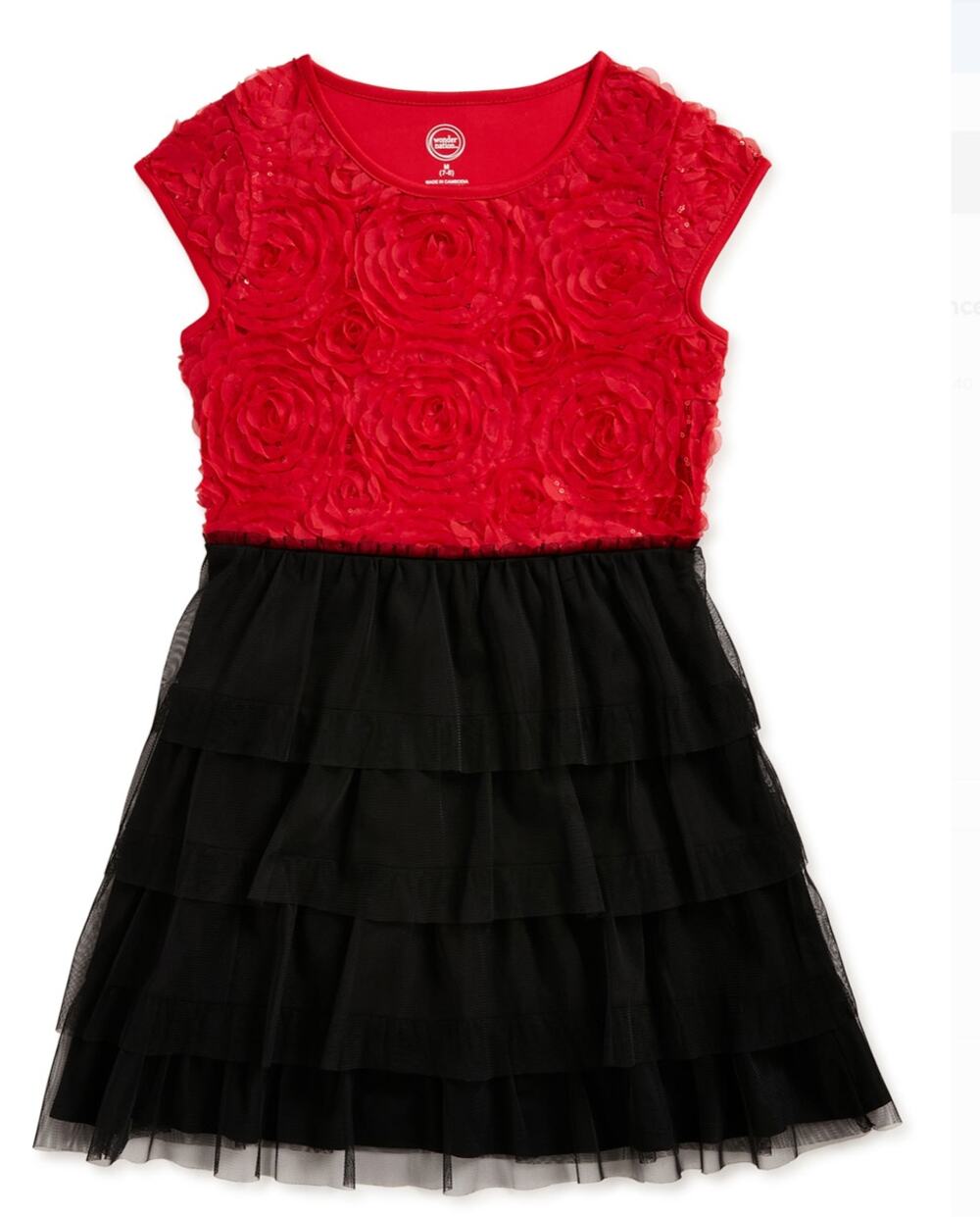 Wonder Nation Red Black Ruffled Tiered Sleeveless Dress Youth Size Large 10-12